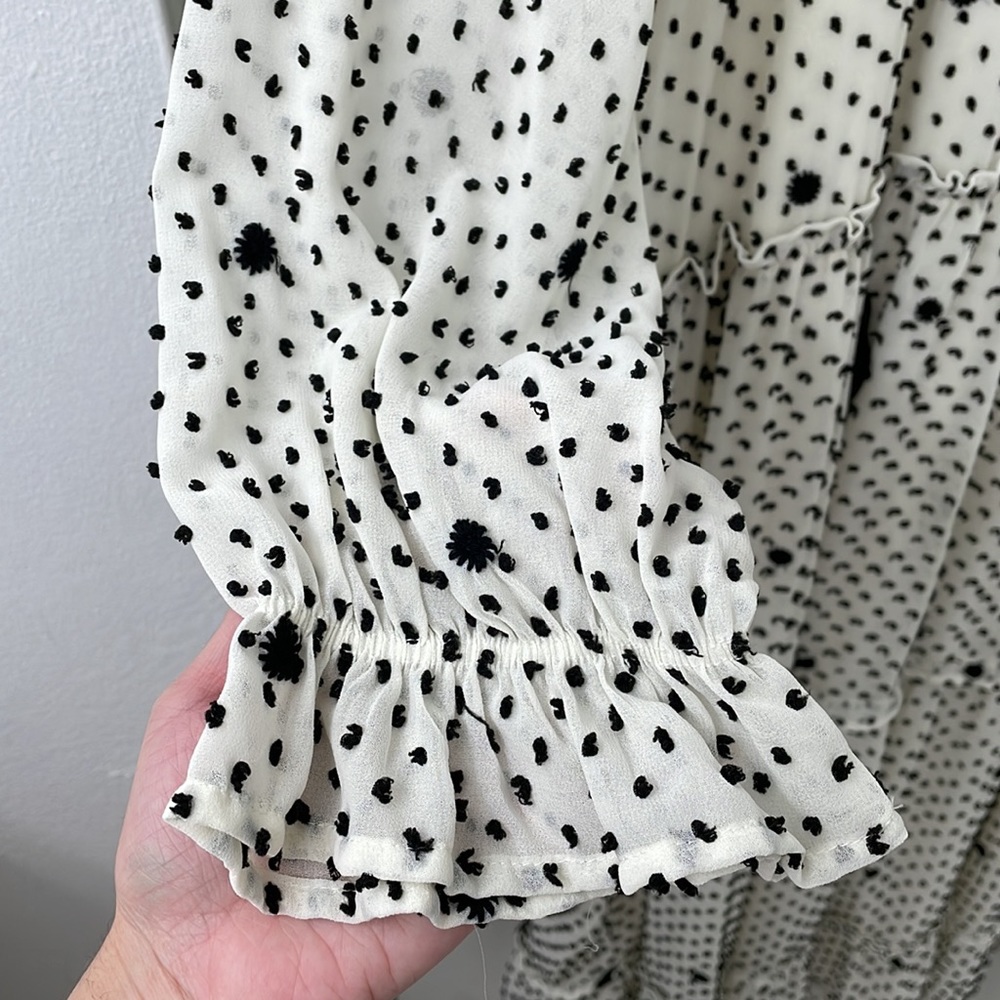Zara Dotted Mesh Oversized Maxi Dress Size Large L NWT Polka Dots Swiss Dots - Picture 4 of 9